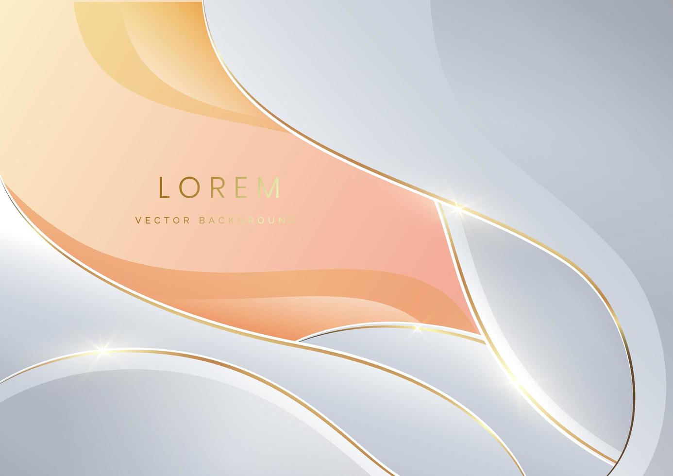 Abstract white luxury background 3d overlapping with gold lines curve. vector