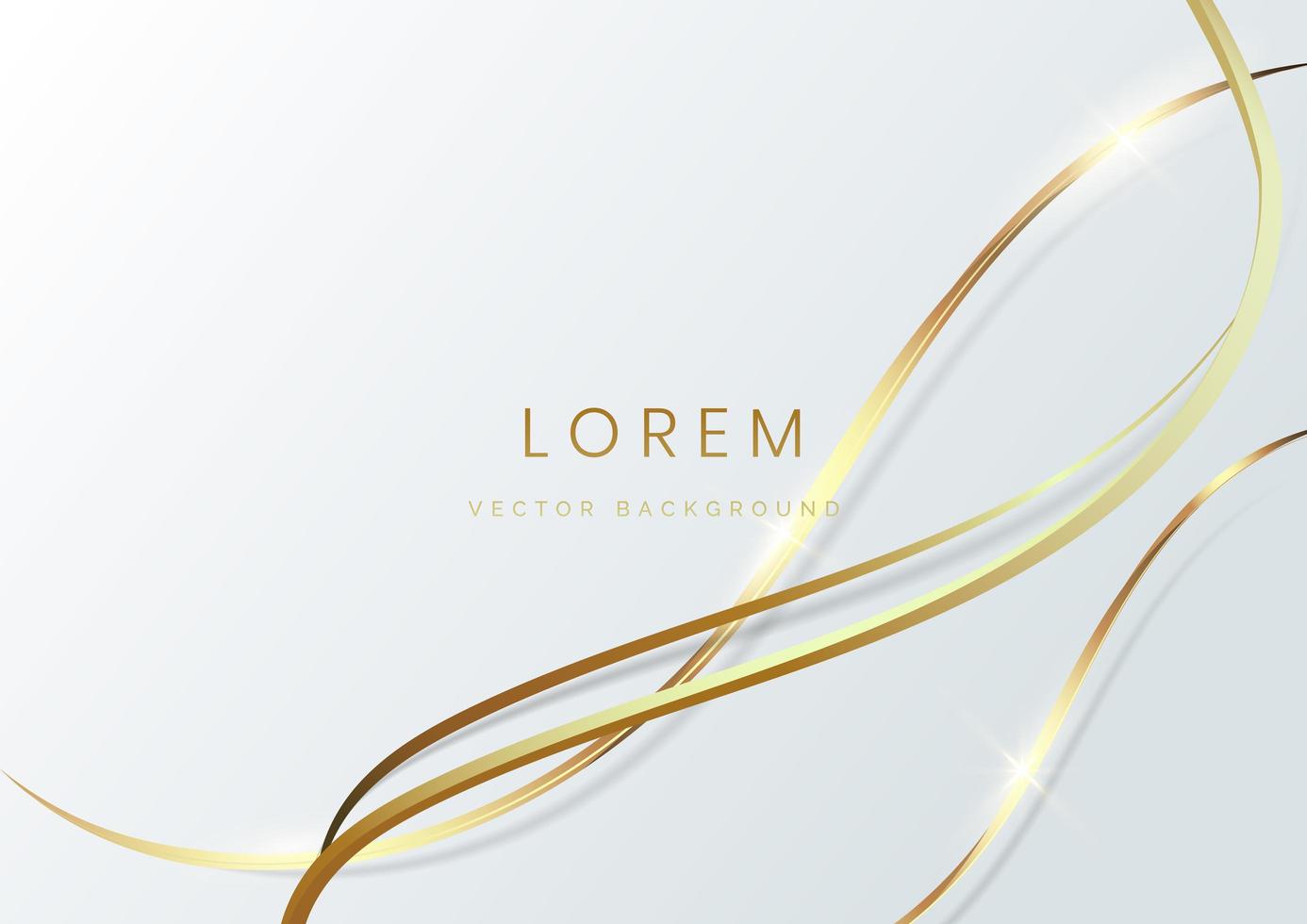 Abstract white luxury background 3d overlapping with gold lines curve. vector