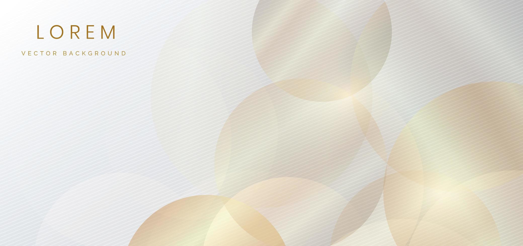 Abstract white background with golden circles overlay and lighting. vector