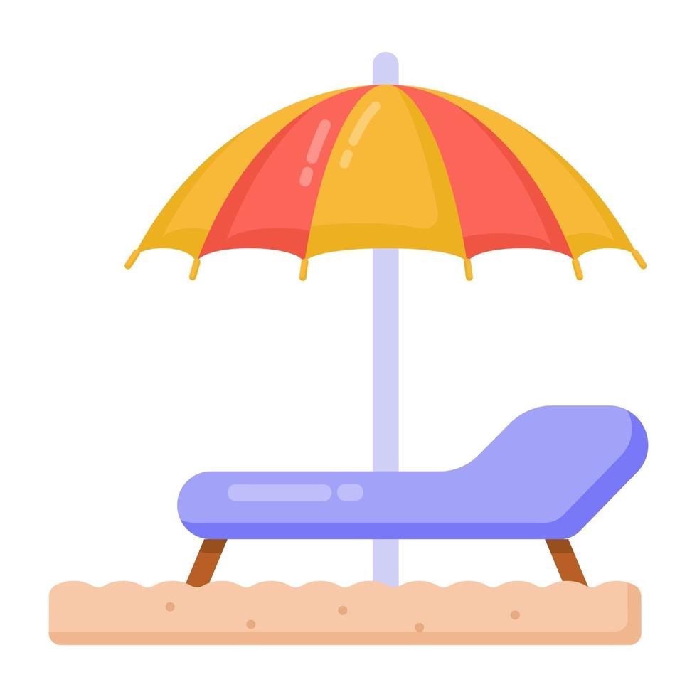 Beach Bed and umbrella vector