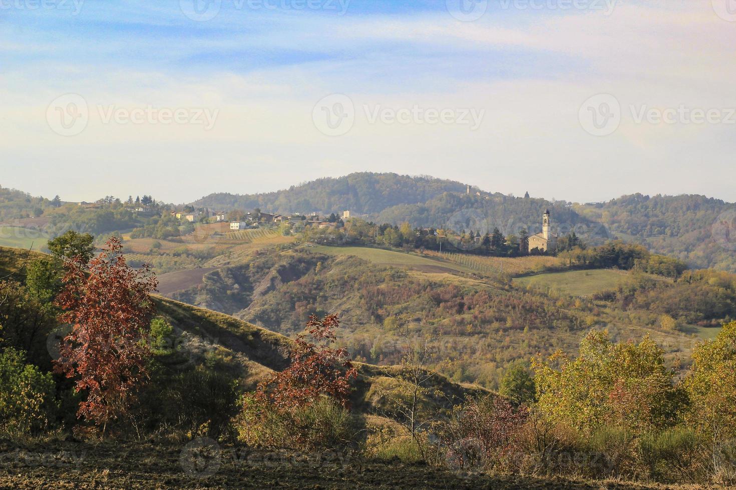 Vineyards and countryside of the Piedmont hinterland, Italy photo