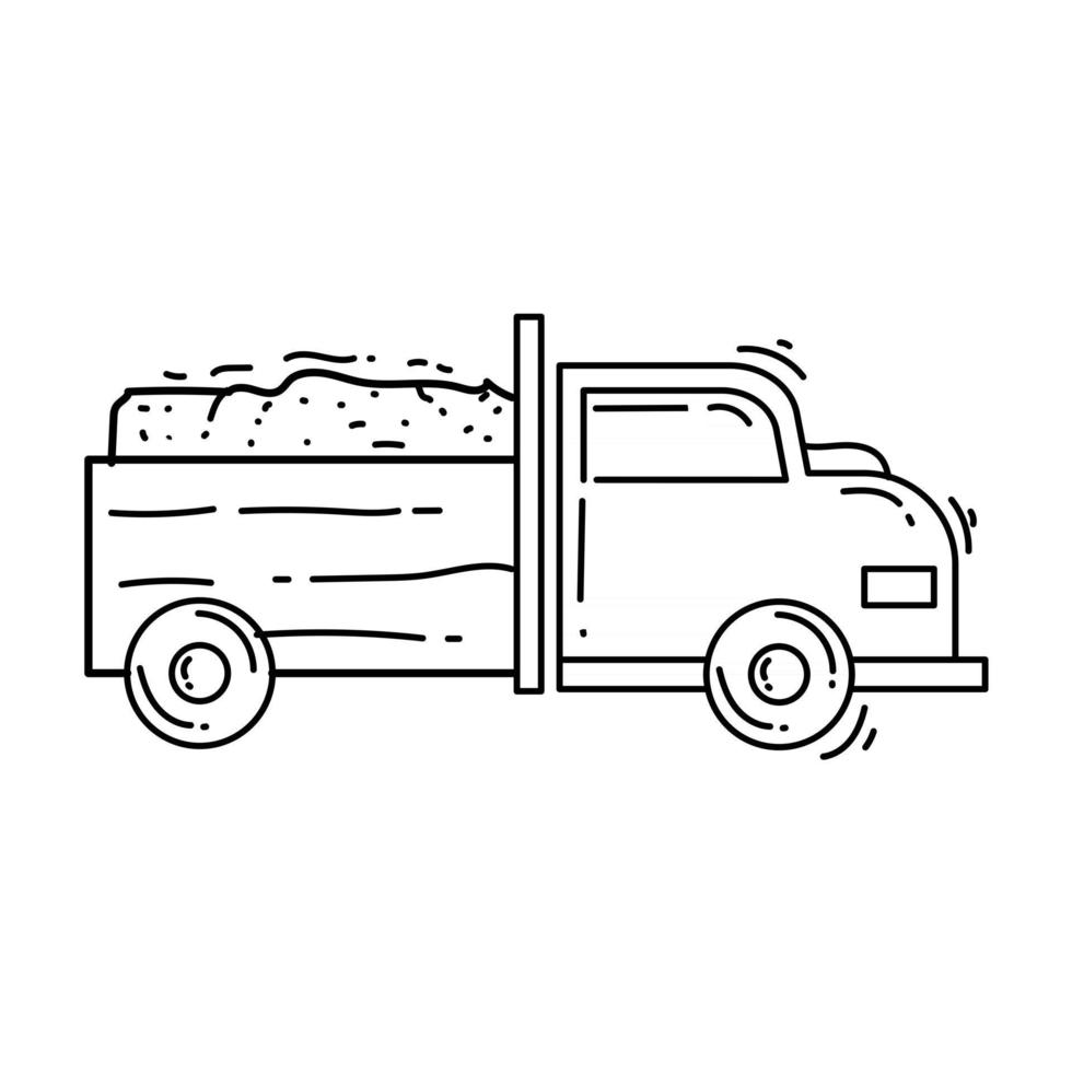 icono de coche agrícola. conjunto de iconos dibujados a mano, contorno negro vector