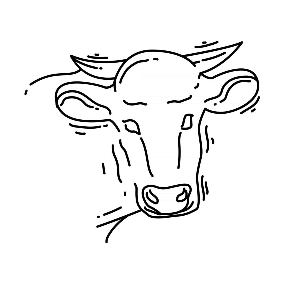 Farming cow icon. hand drawn icon set, outline black vector