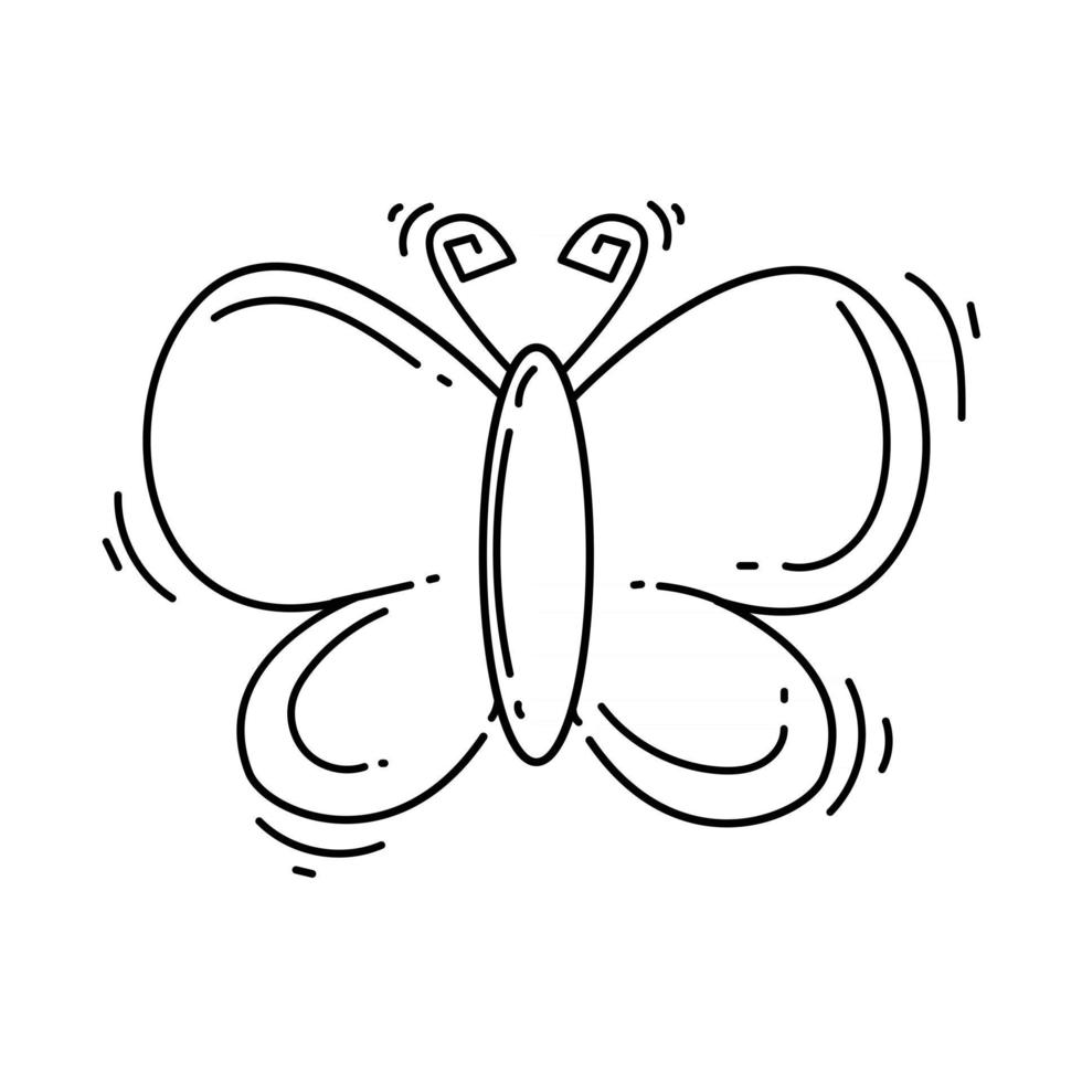icono de mariposa de jardinería. conjunto de iconos dibujados a mano, contorno negro vector