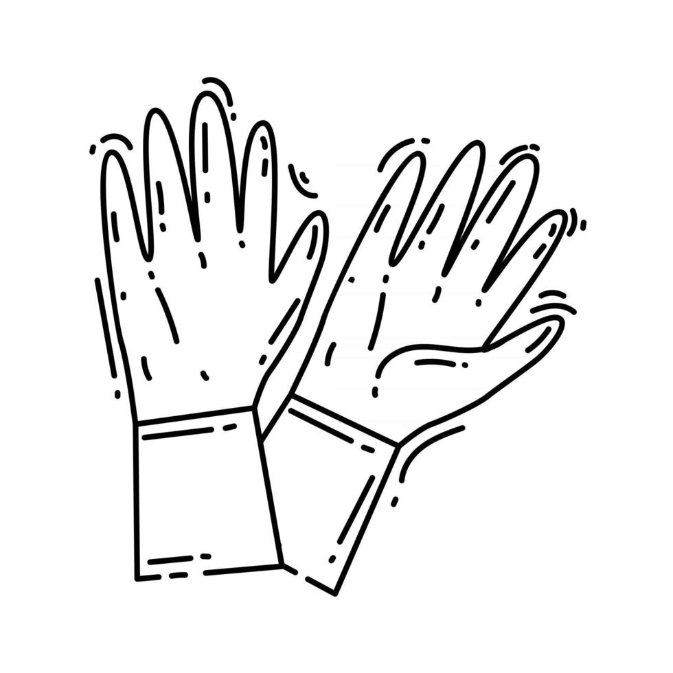 icono de guantes de jardinería. conjunto de iconos dibujados a mano, contorno negro, vector