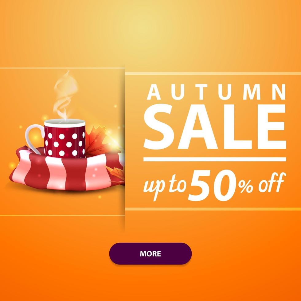 venta de otoño, banner cuadrado para su sitio web. vector
