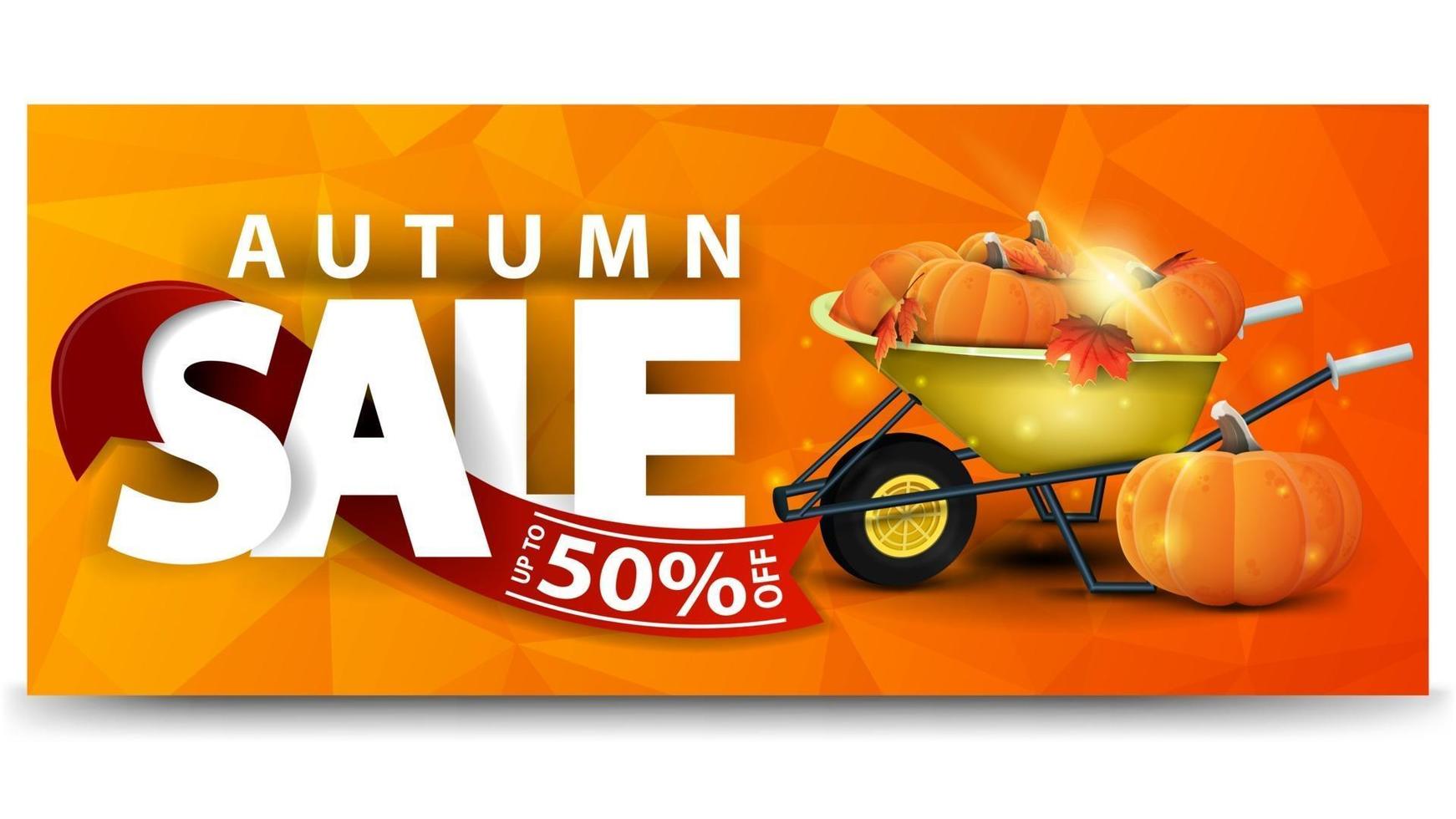 Autumn sale, horizontal discount web banner for your website vector
