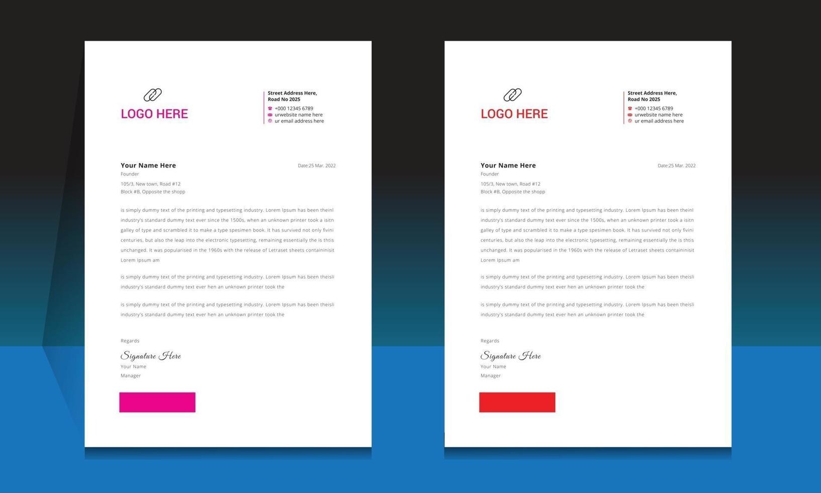 Letterhead format template, business style letterhead design template. vector