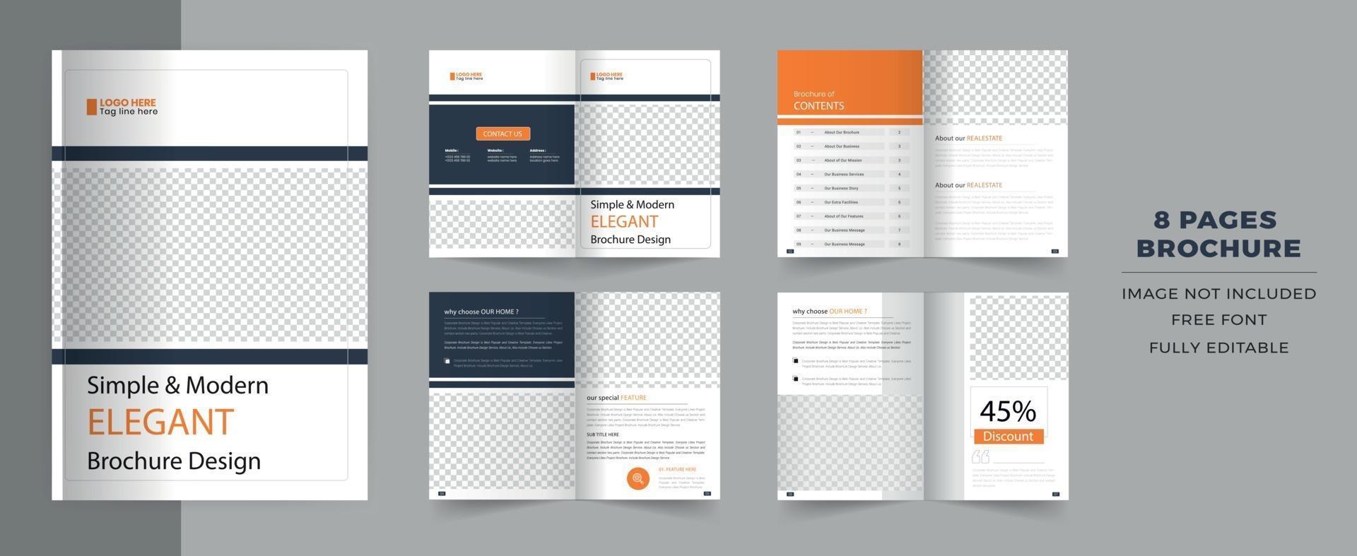 Corporate Bi-fold brochure template, catalog, booklet template. vector
