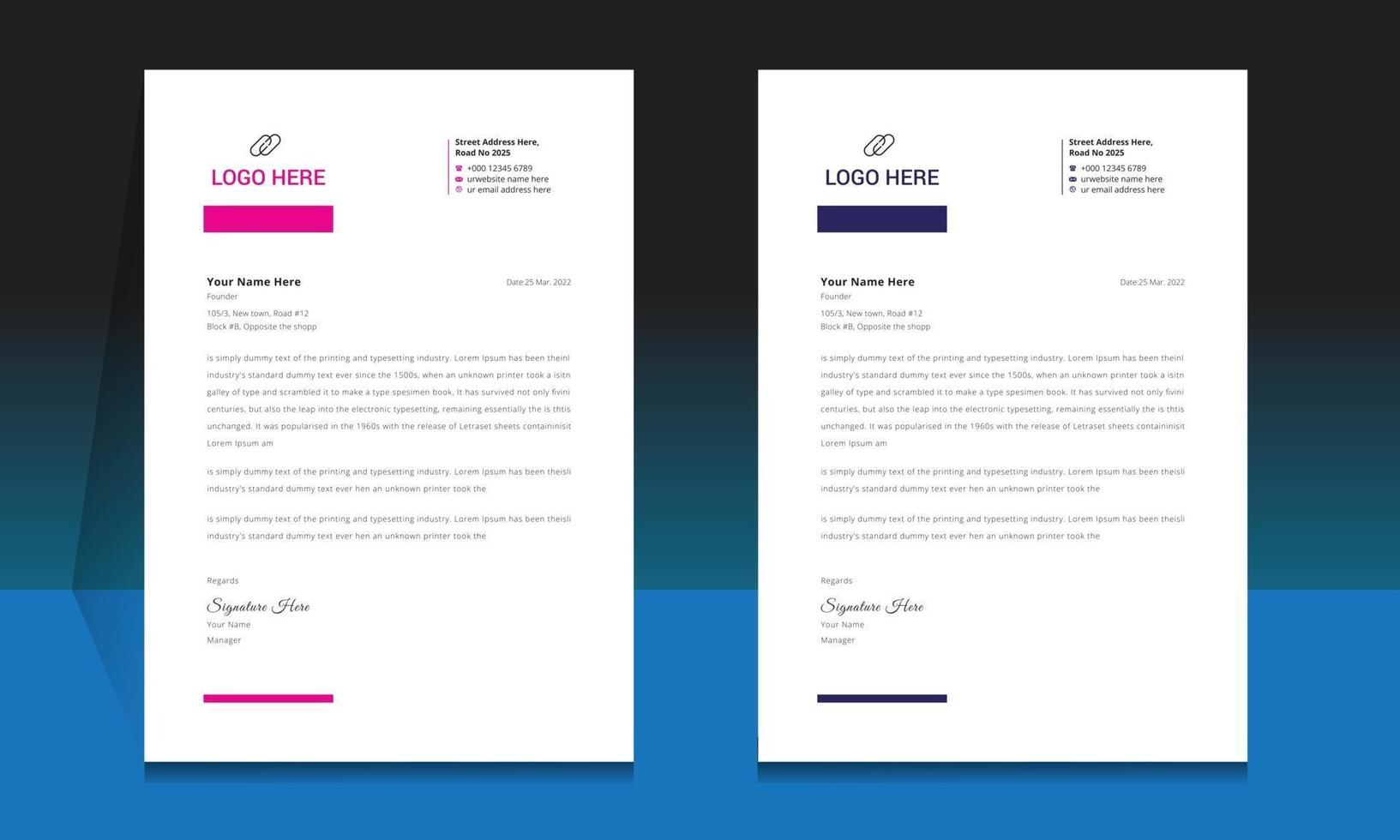 Letterhead format template, business style letterhead design template. vector