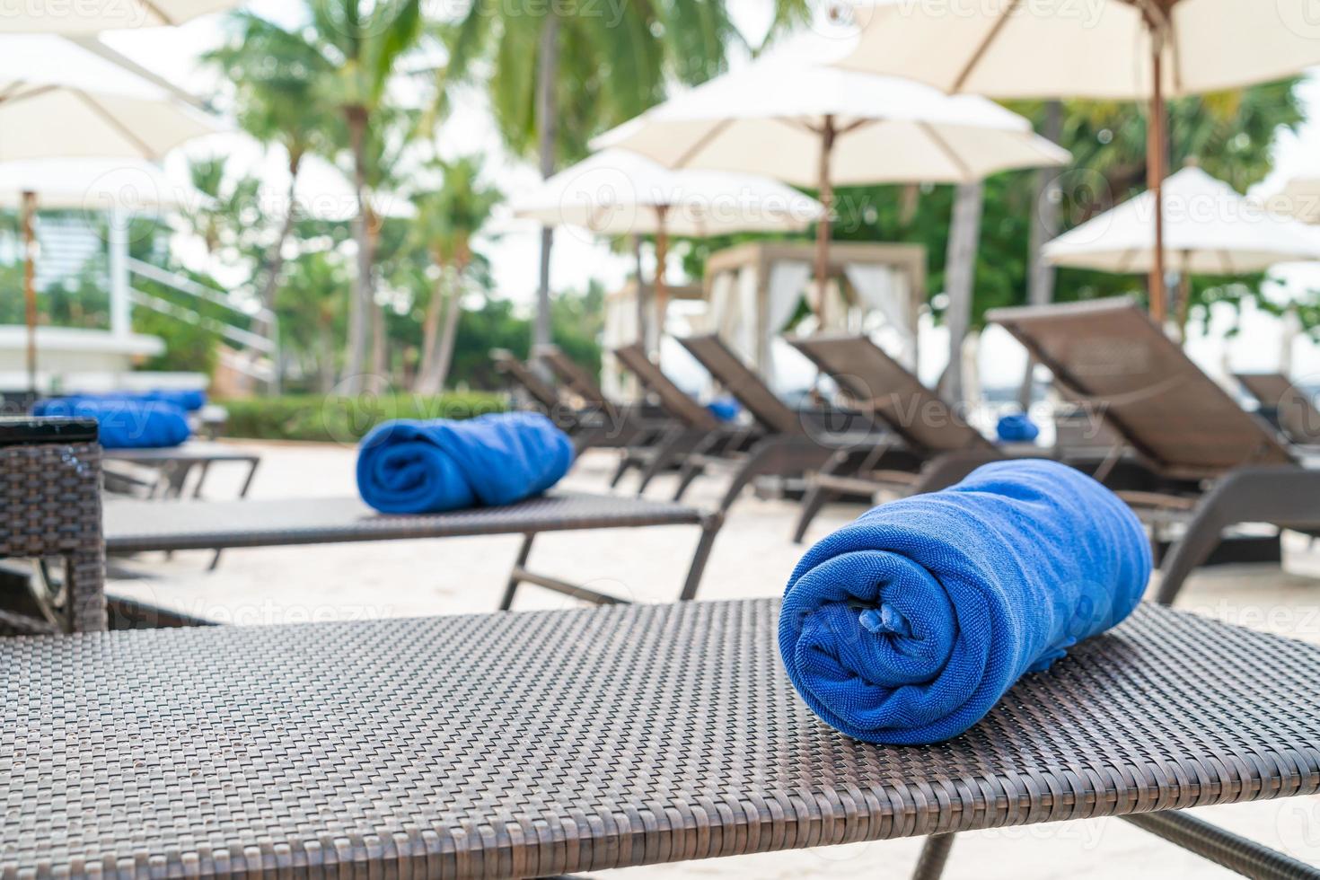 Close-up towel on beach chair - travel and vacation concept photo