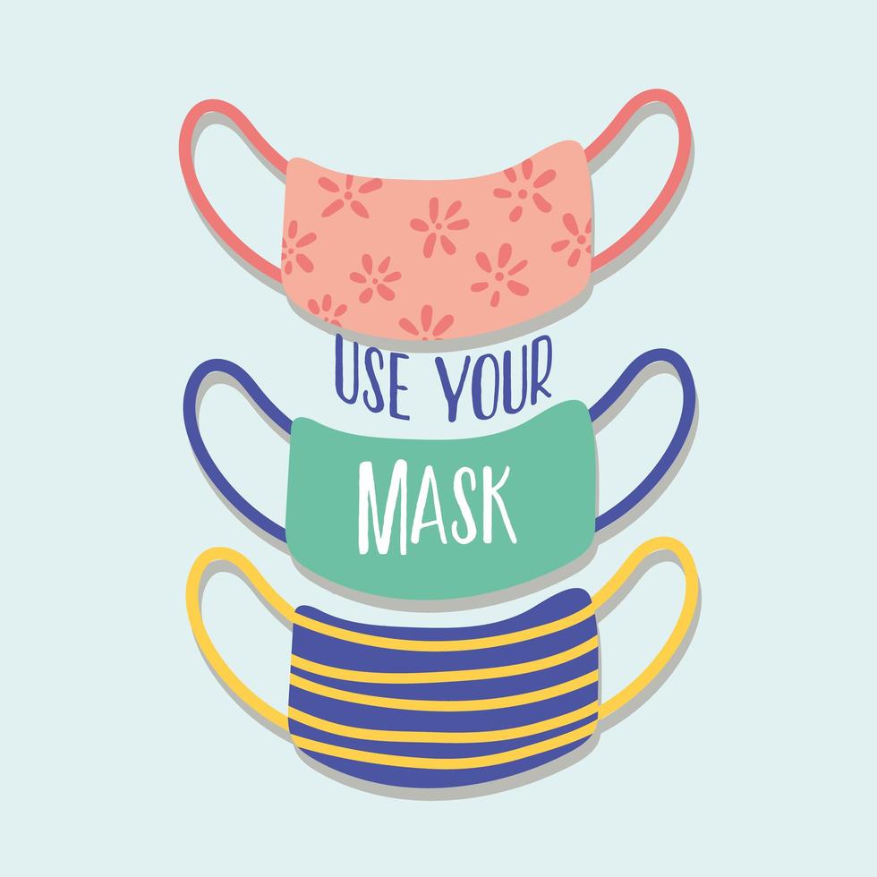 use your mask lettering campaign with set medical masks vector