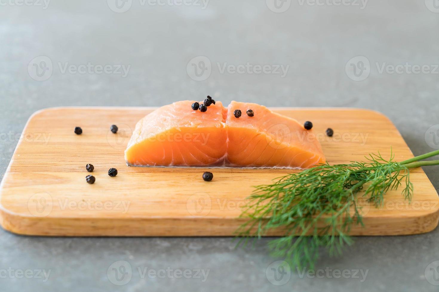 Fresh Salmon Fillet on board photo