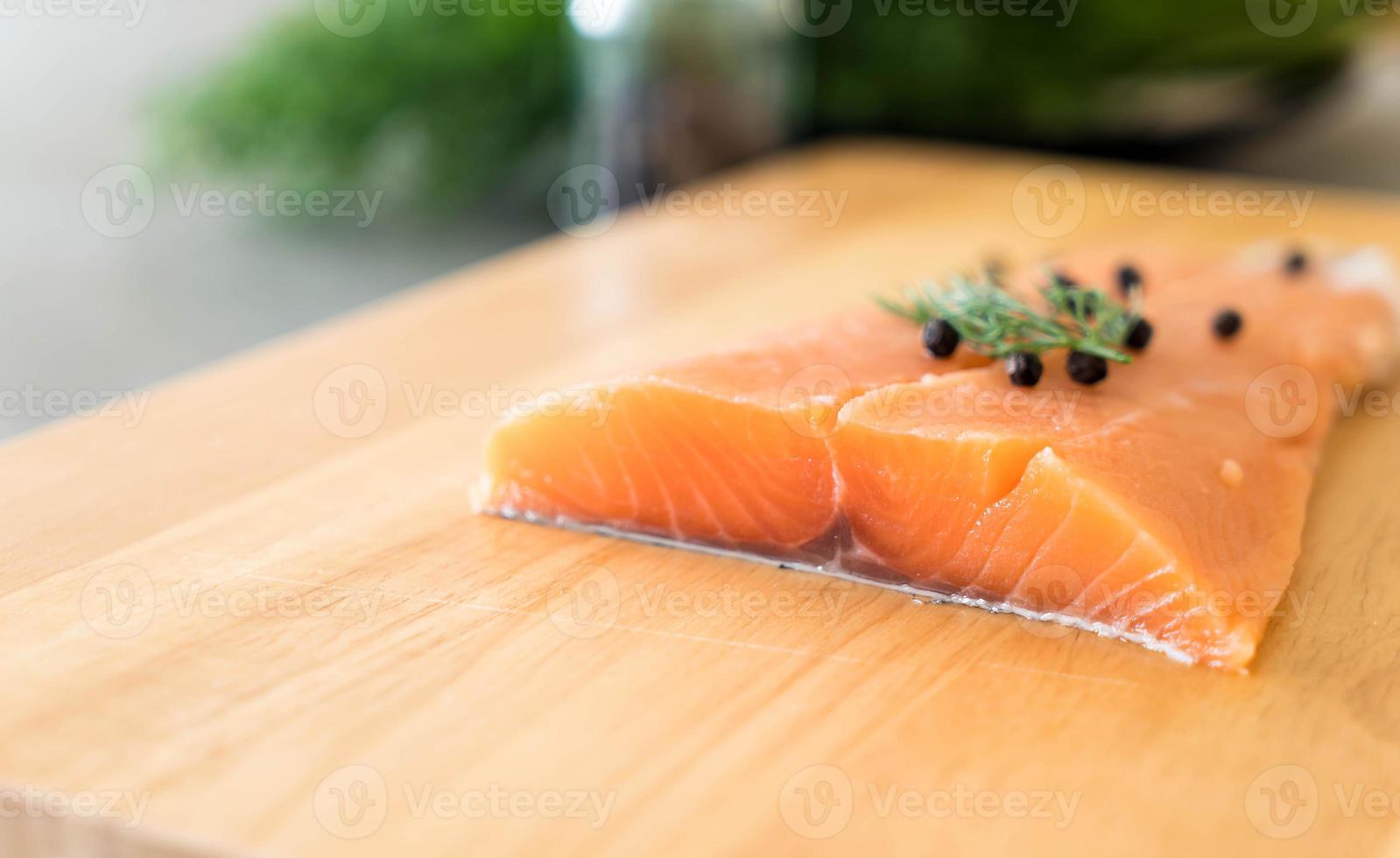 Fresh Salmon Fillet on board photo