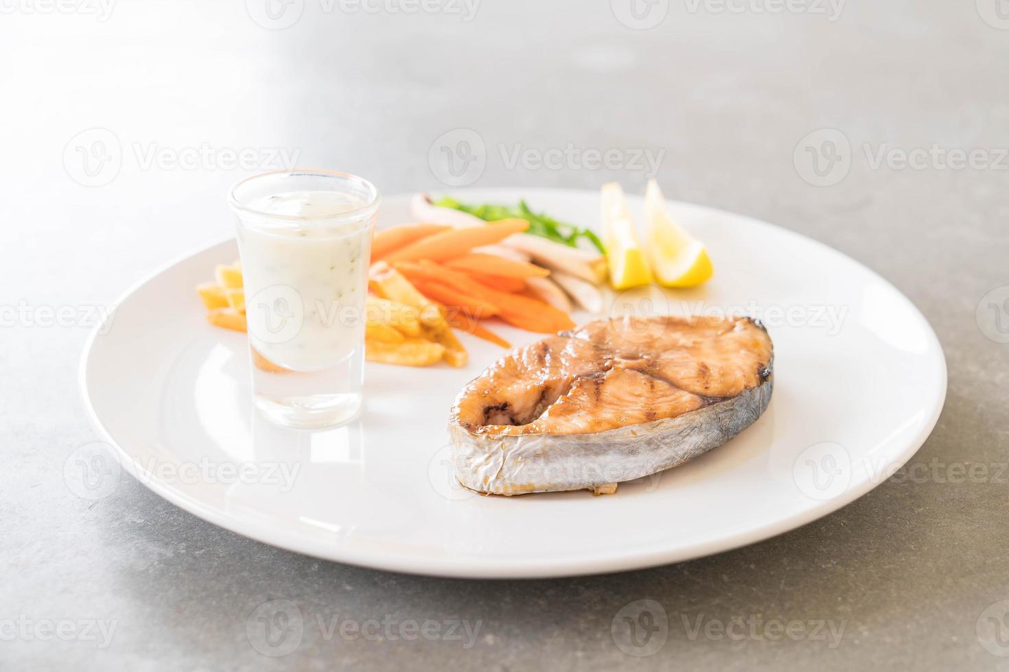 Teriyaki grilled mackerel fish steak photo