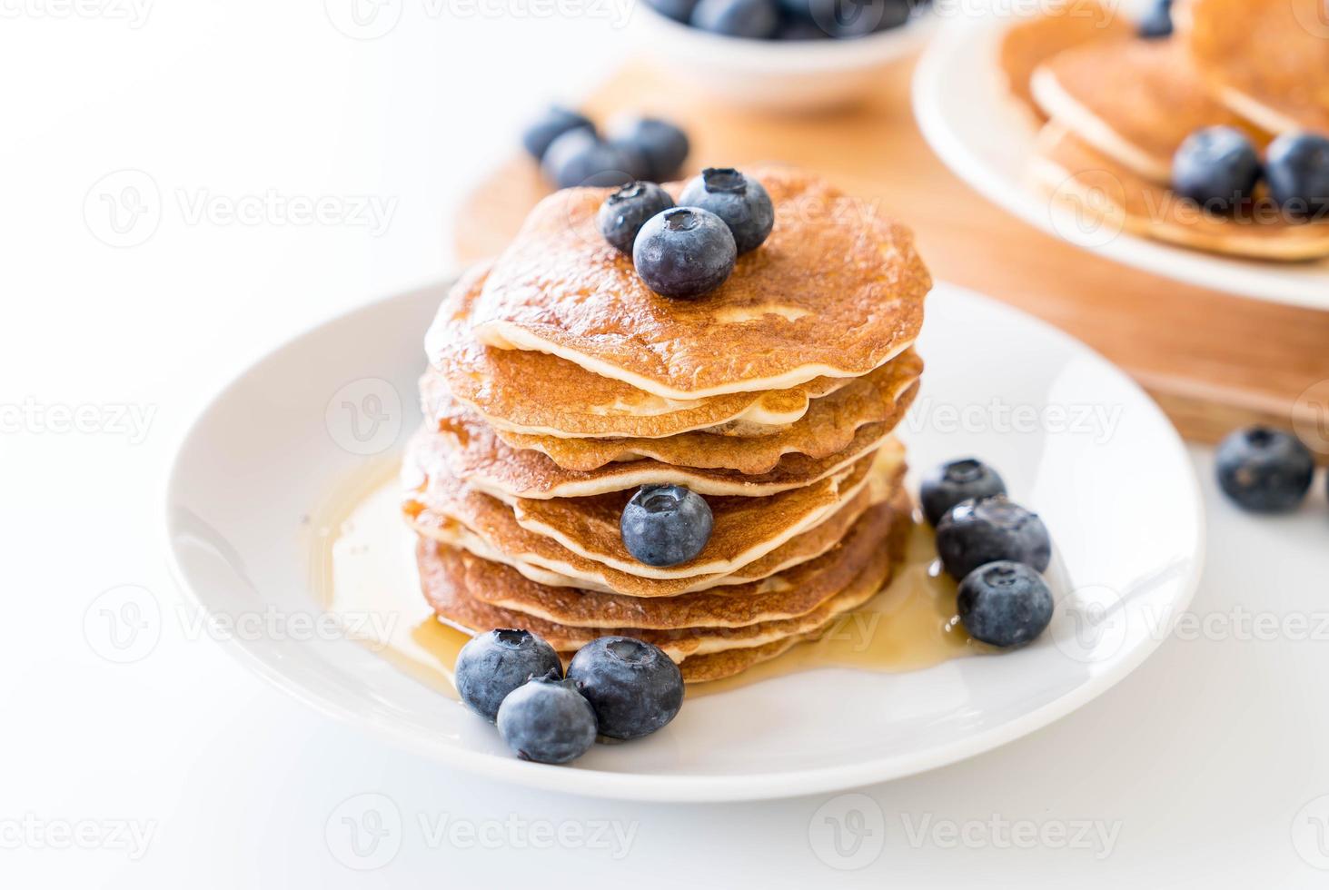 Stack of pancakes with fresh blueberry photo