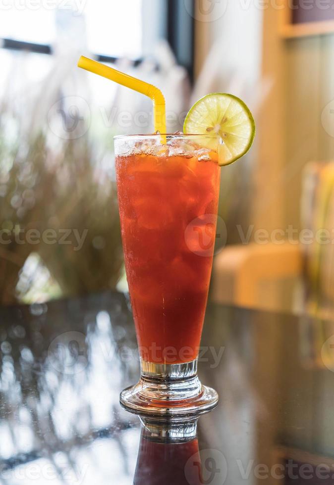 Iced lemon tea on the table photo