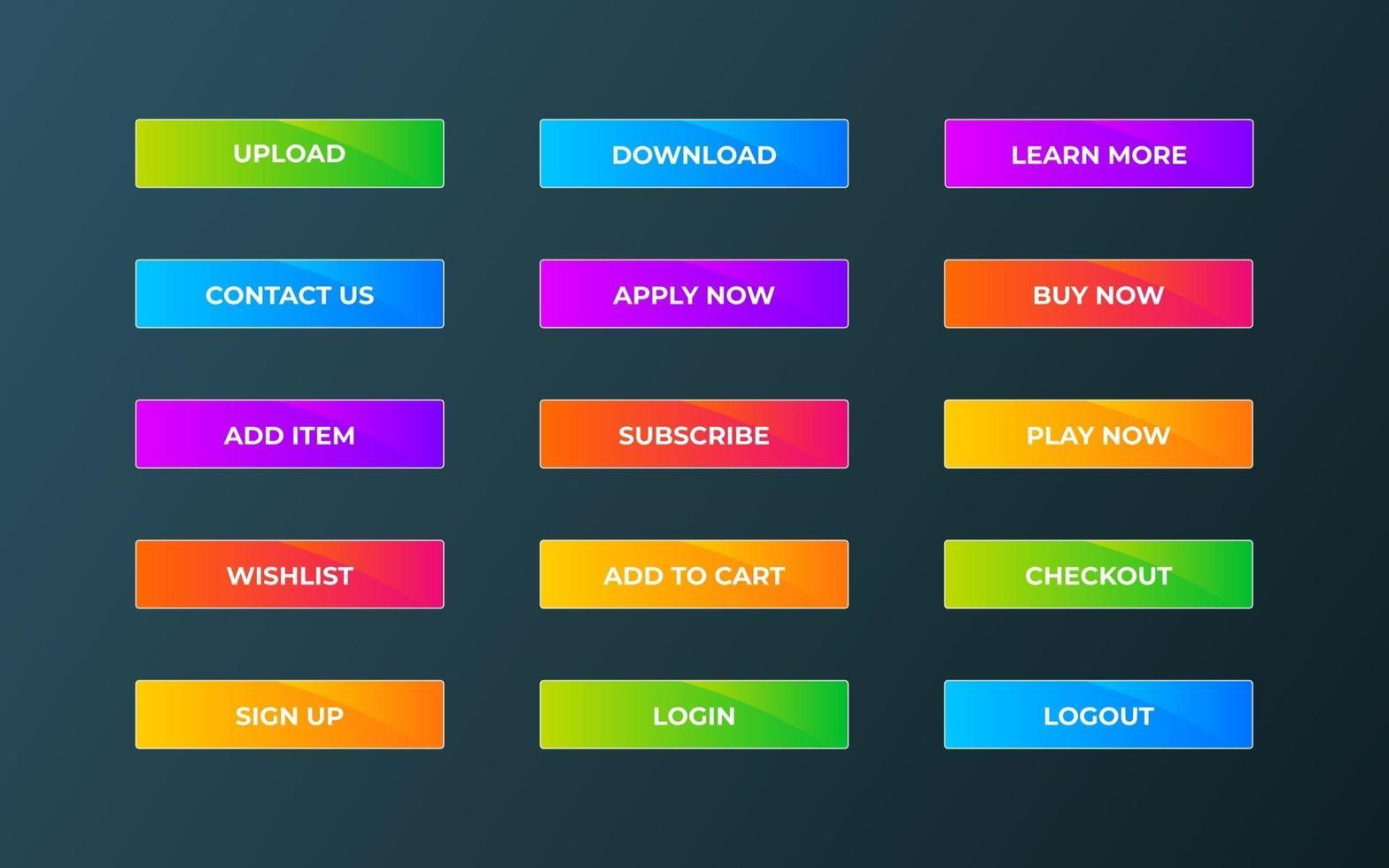 Modern gradient buttons in dark background vector