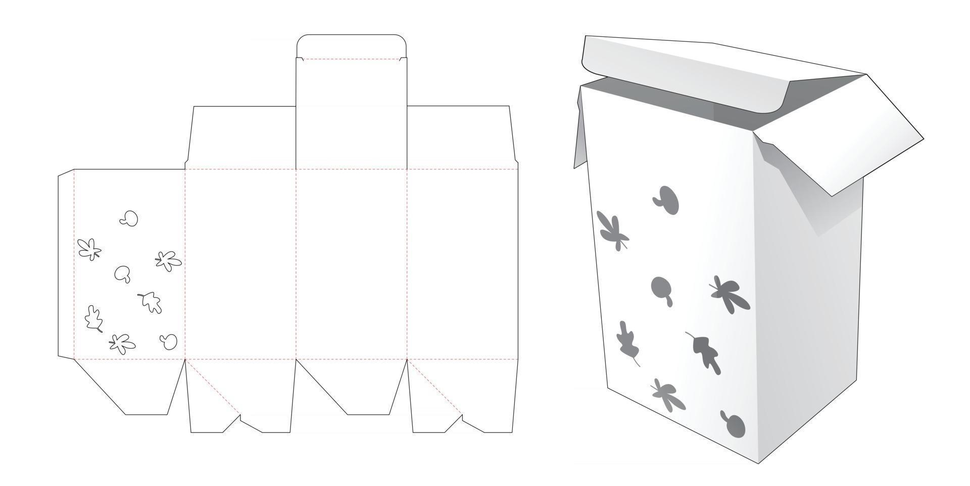 caja de embalaje con plantilla troquelada otoñal estampada vector