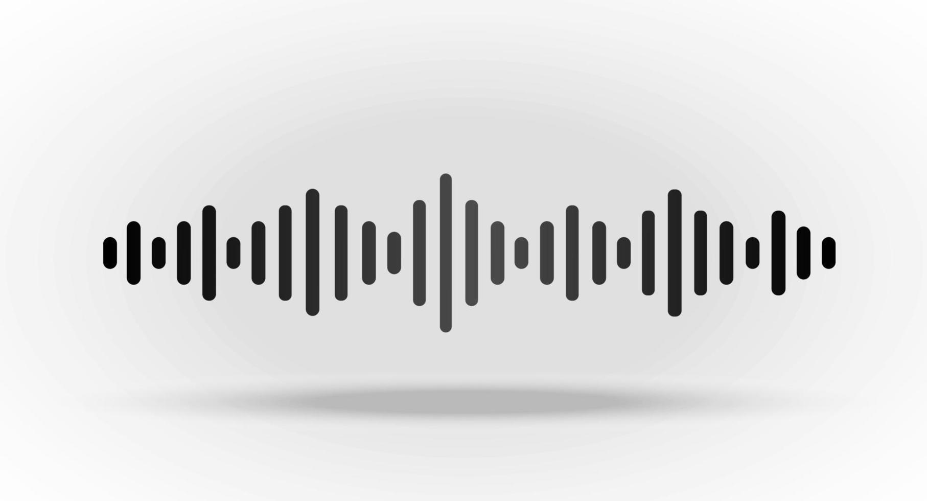 Floating Flat Black Sound wave equalizer isolated on white background. vector