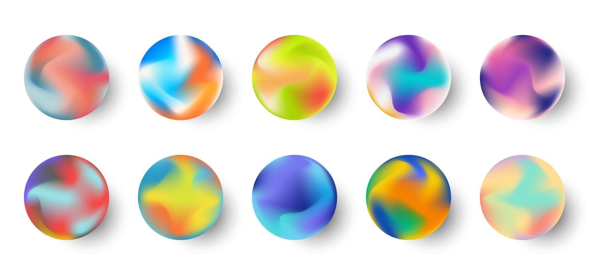 Set of gradient colorful sphere fluid shape elements background vector