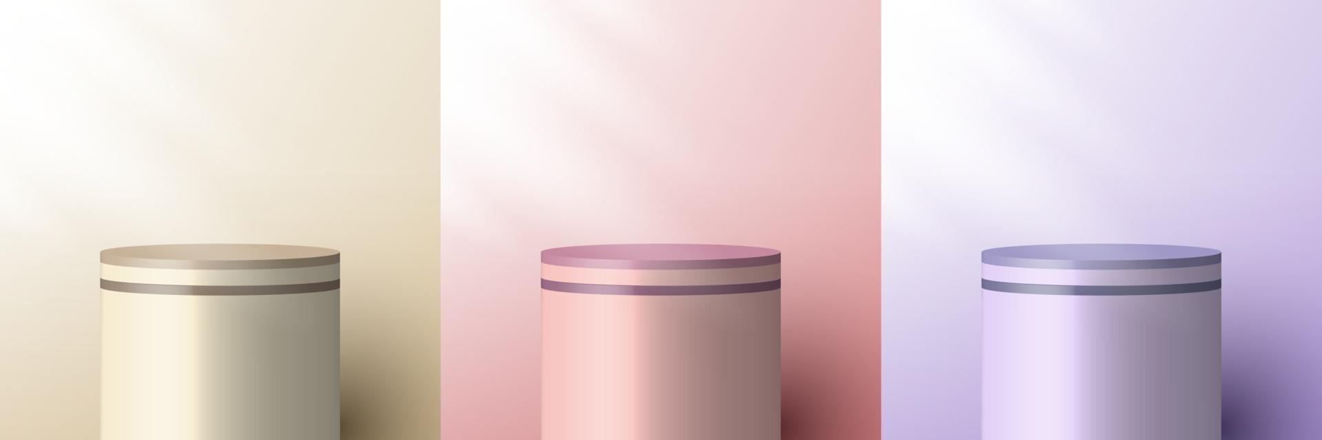 Set of 3D realistic pedestal backdrop for product display vector