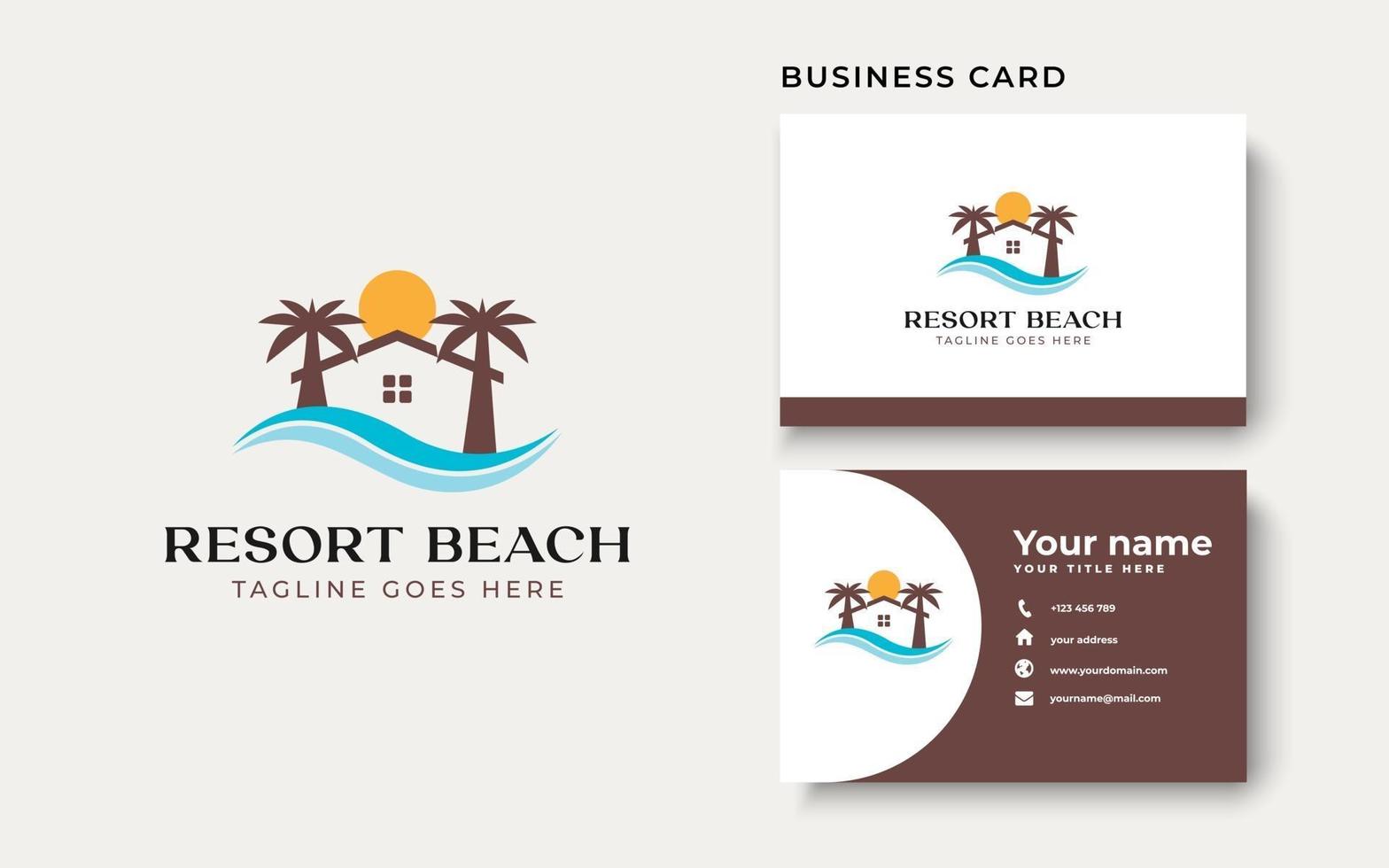 Palm Resort Logo Template Isolated in White Background vector