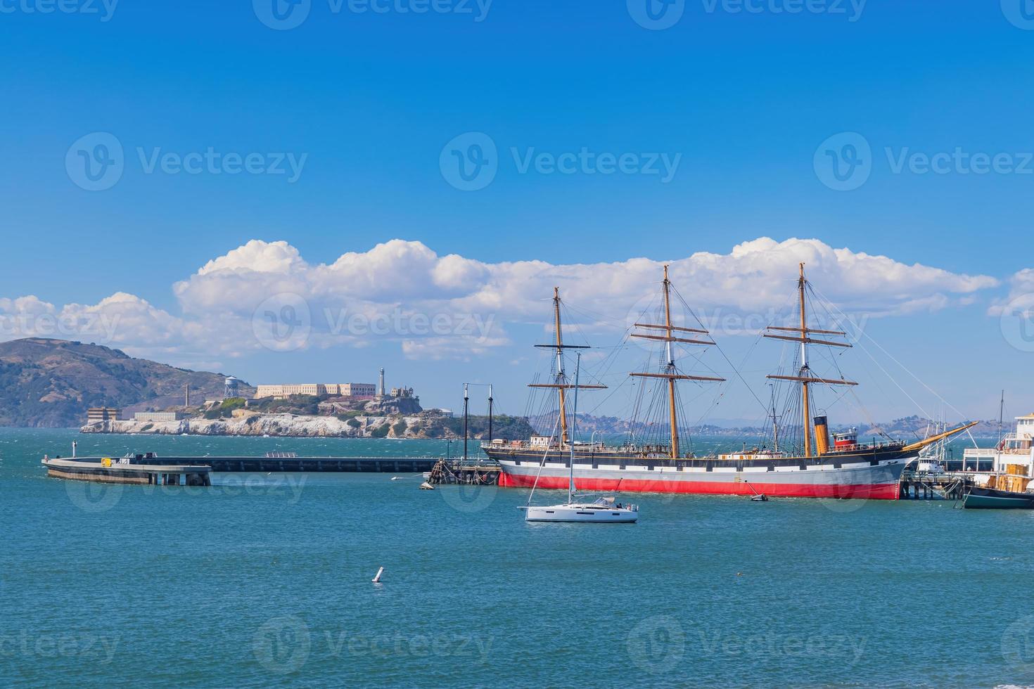 Sunny view of the Alcatraz Island and San Francisco Bay photo