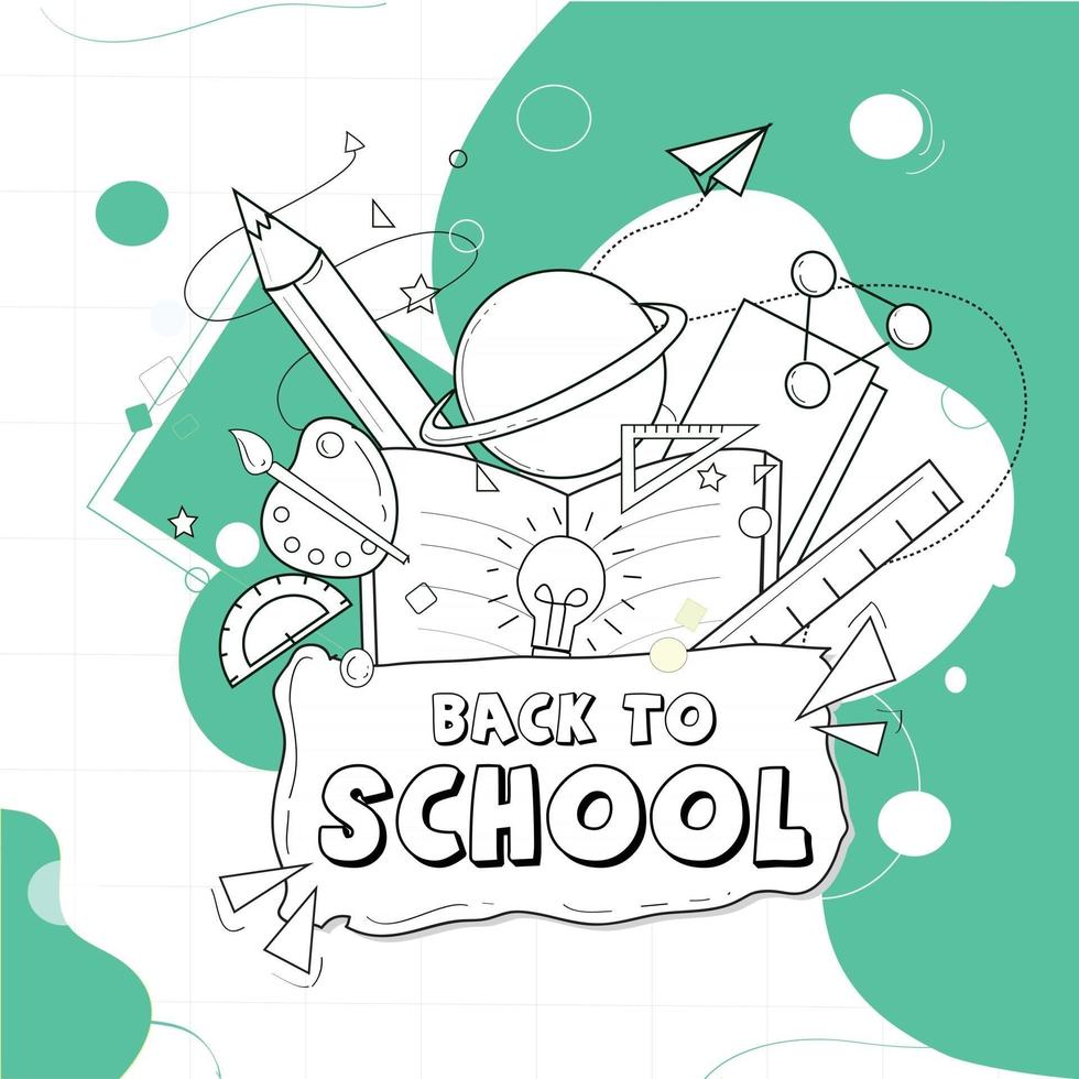 Illustration of Back to School in outline format. vector