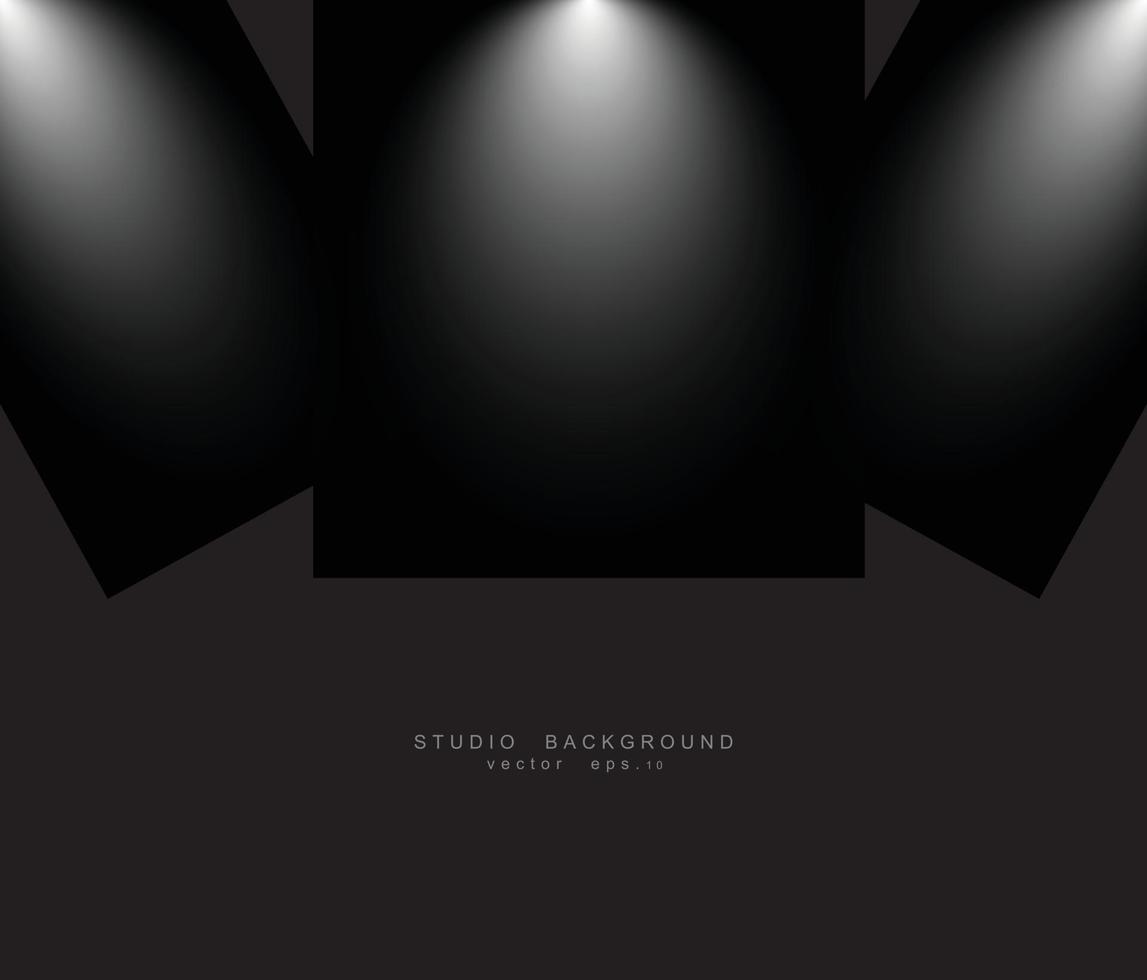 Empty black gradient studio room background. backdrop light interior vector