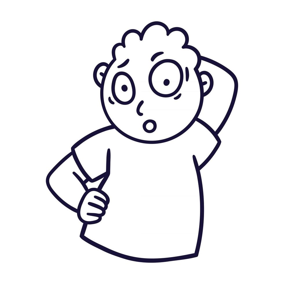 Man with questioning emotion. Surprised emoji avatar. vector