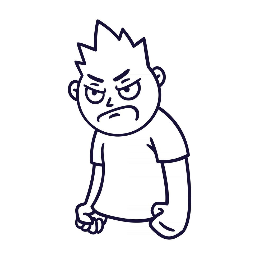 Man with angry emotion. Mad emoji avatar. Portrait of a grumpy person. vector