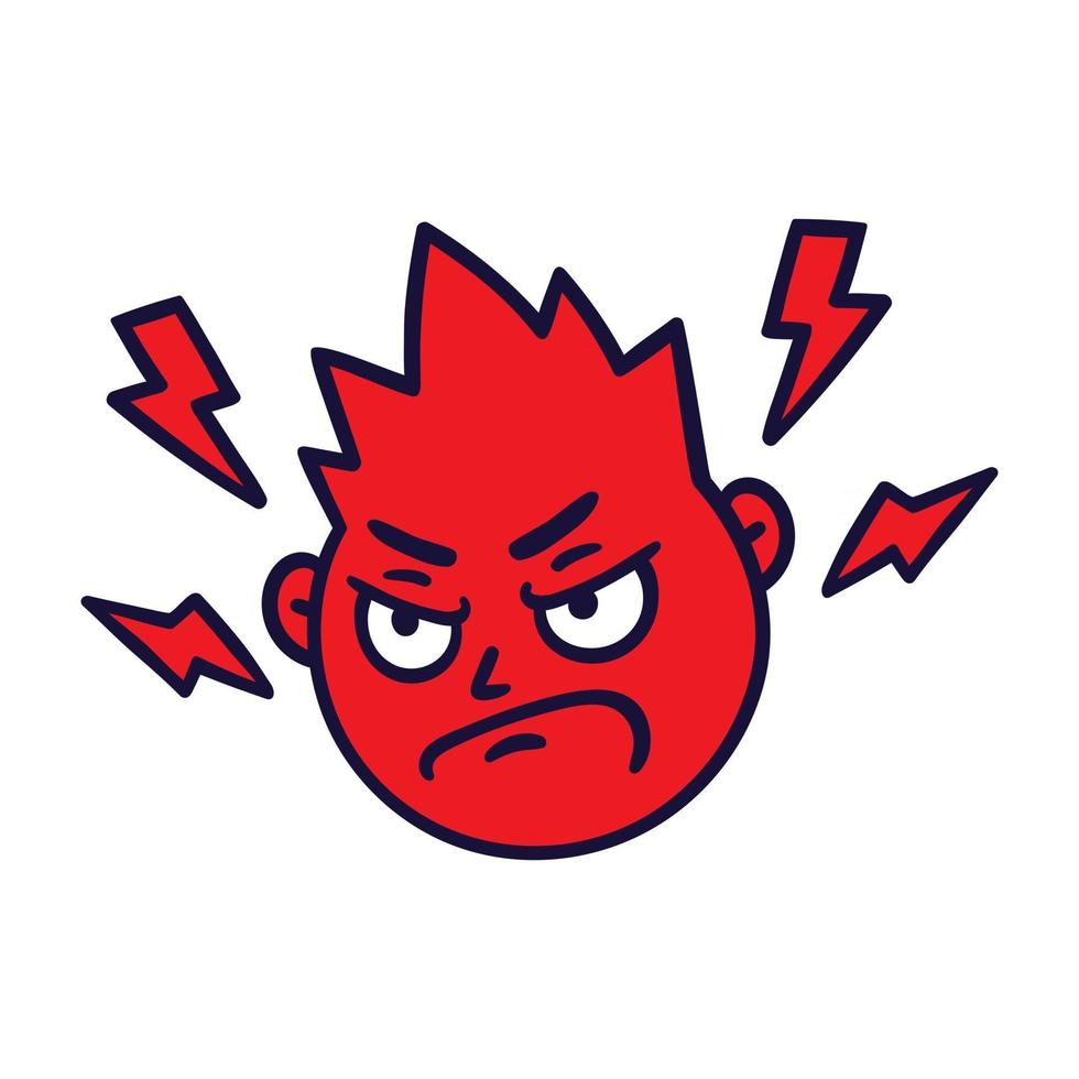 Round abstract face with angry emotion. Mad emoji avatar. vector
