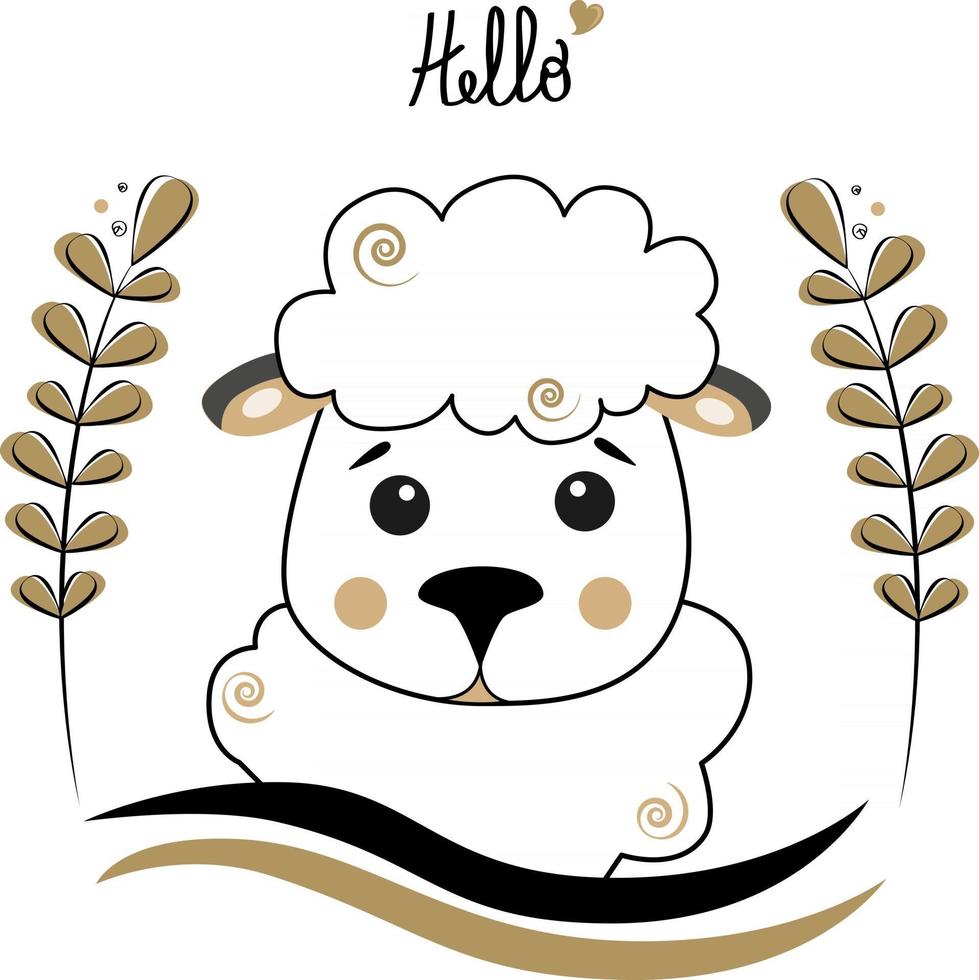 Vector illustration of a scandinavian style sheep