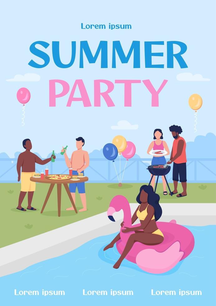 Summer party poster flat vector template