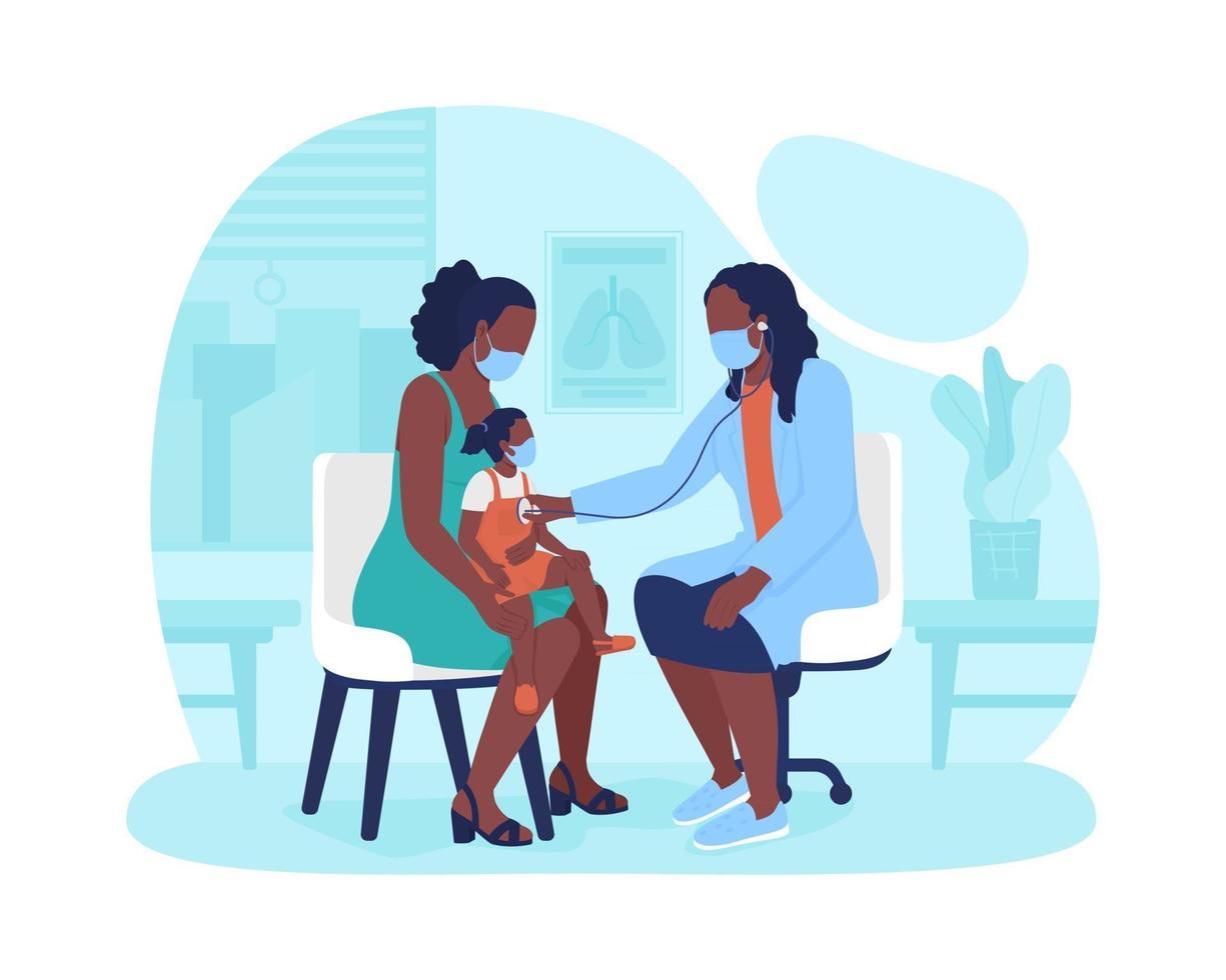 Little kid appointment at children hospital 2D  isolated illustration vector