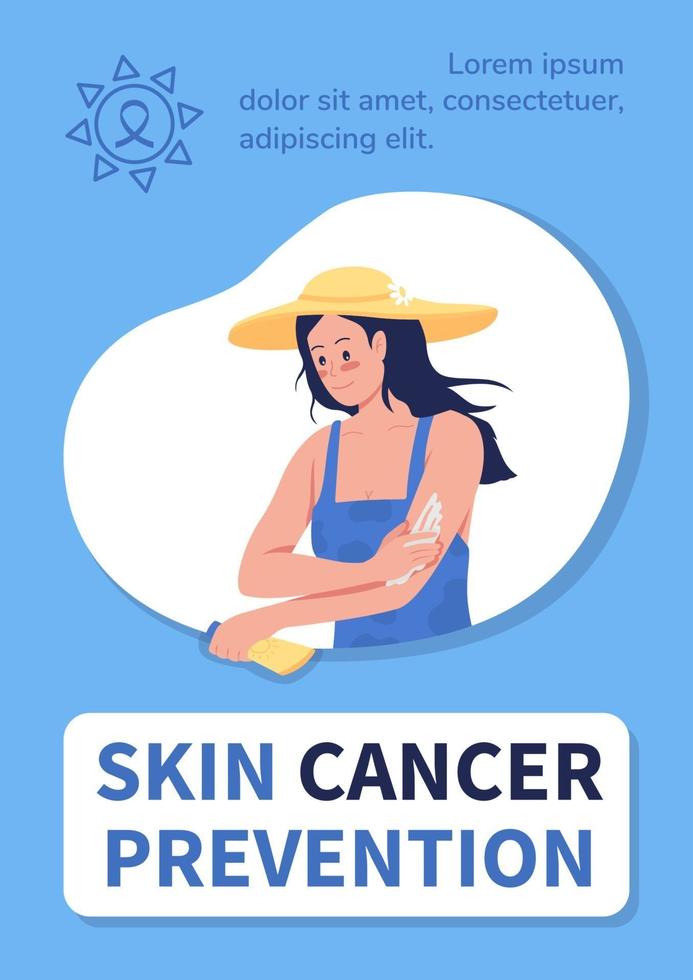 Skin cancer prevention poster flat vector template