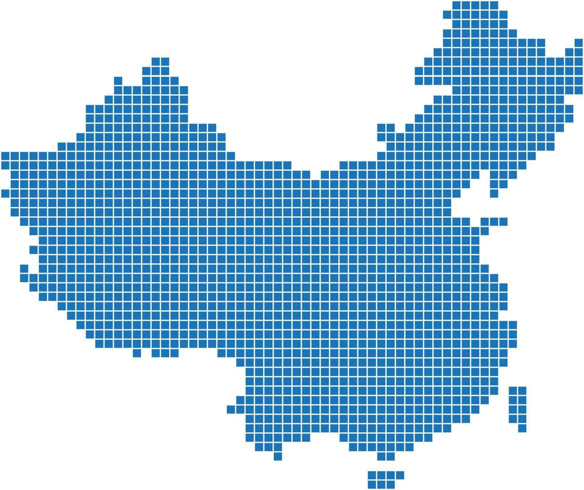 Blue square China map on white background vector