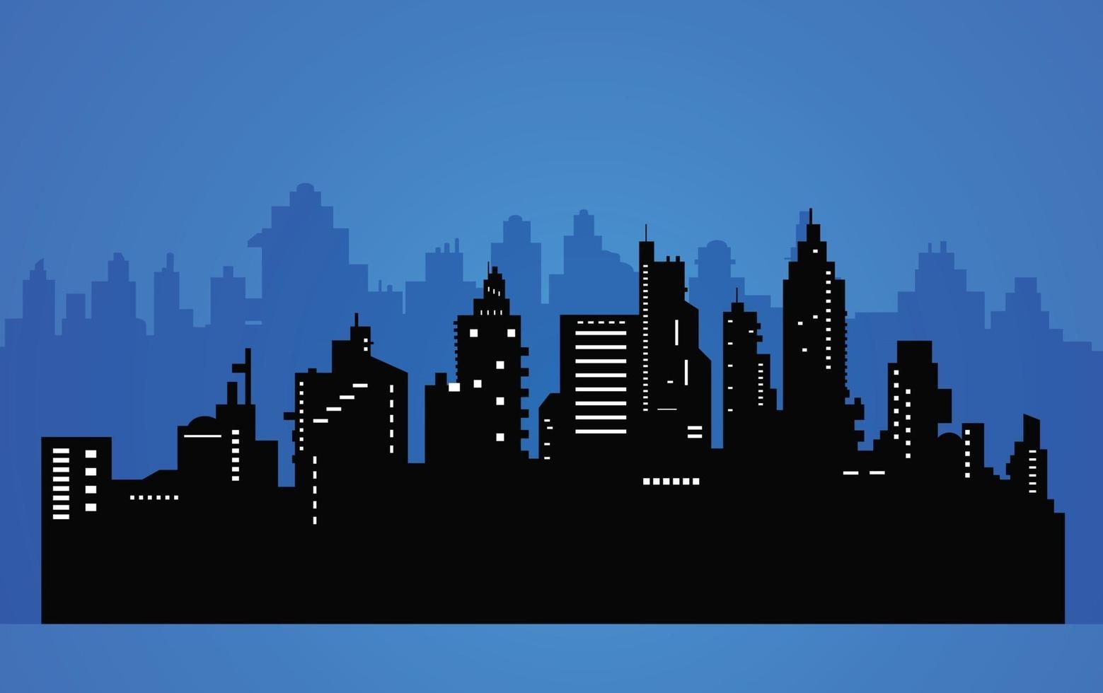 Black city silhouette, landscape vector illustration.