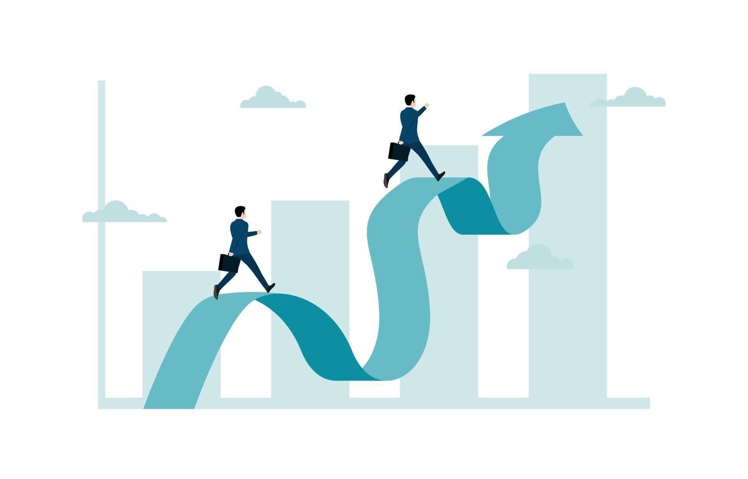 Businessman climbing on chart or arrow vector