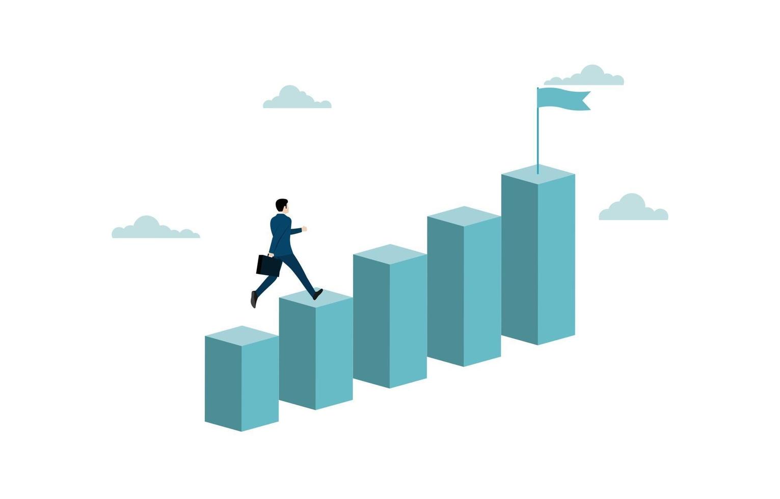 Businessman running to the top of the graph vector