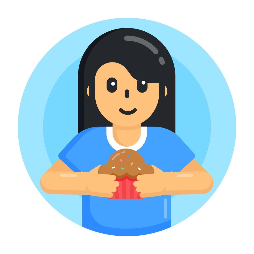 Eating Cupcake and Food vector