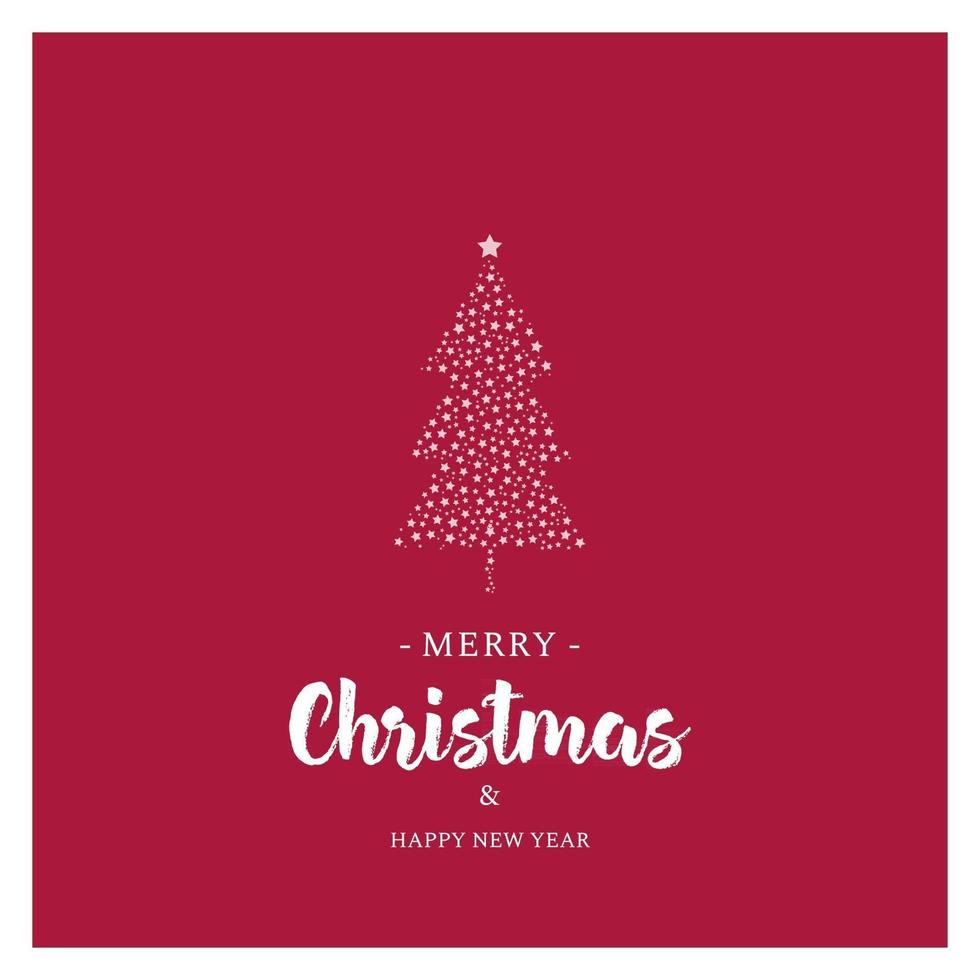 Christmas Greeting Card with Tree and Stars vector