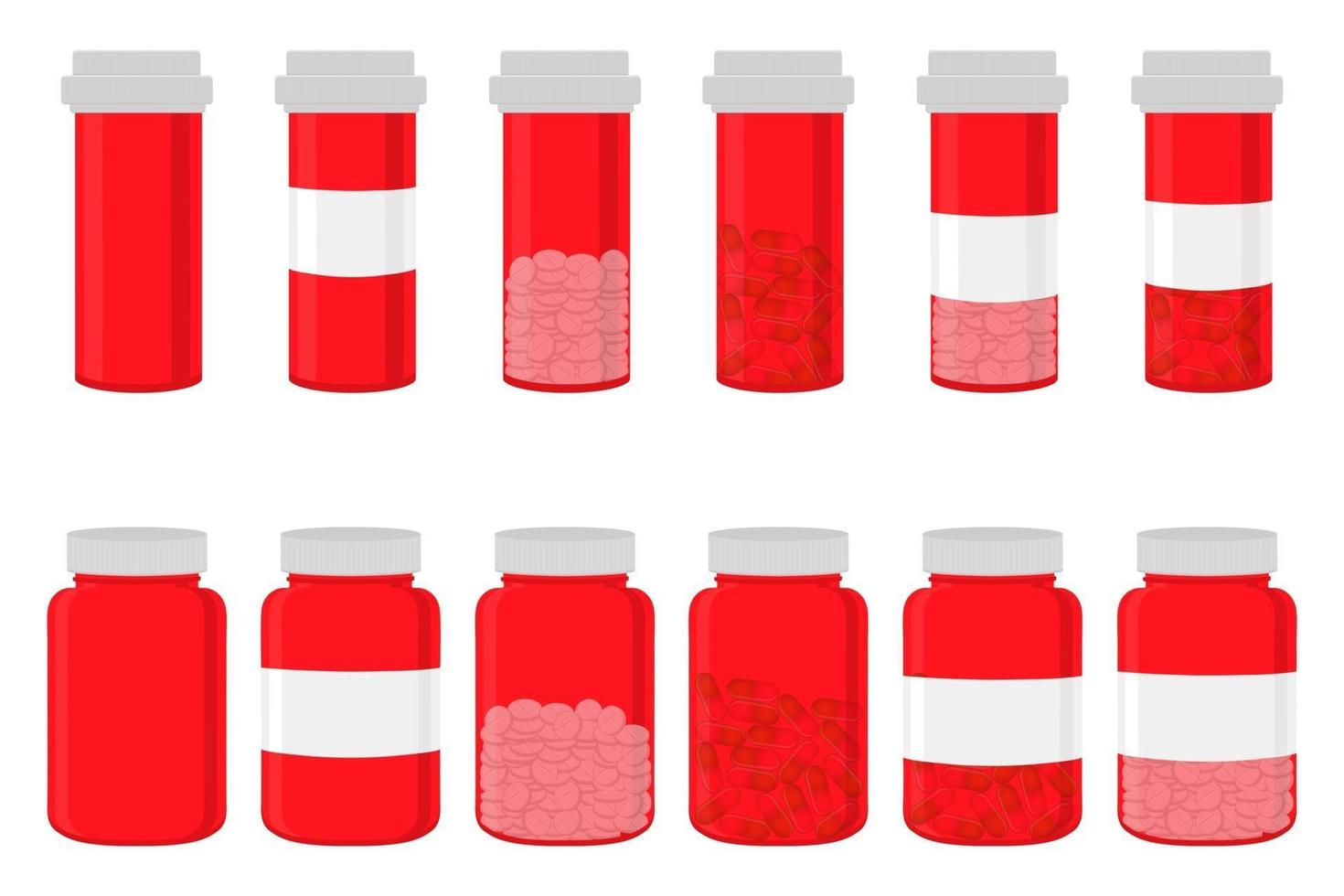 Illustration on theme big colored set different types of pills vector