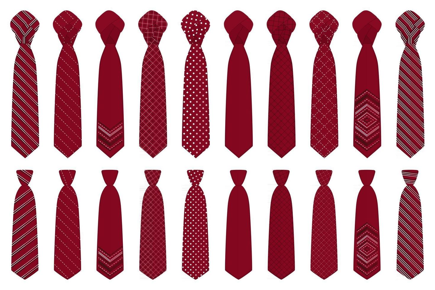 big set ties different types, neckties various size vector