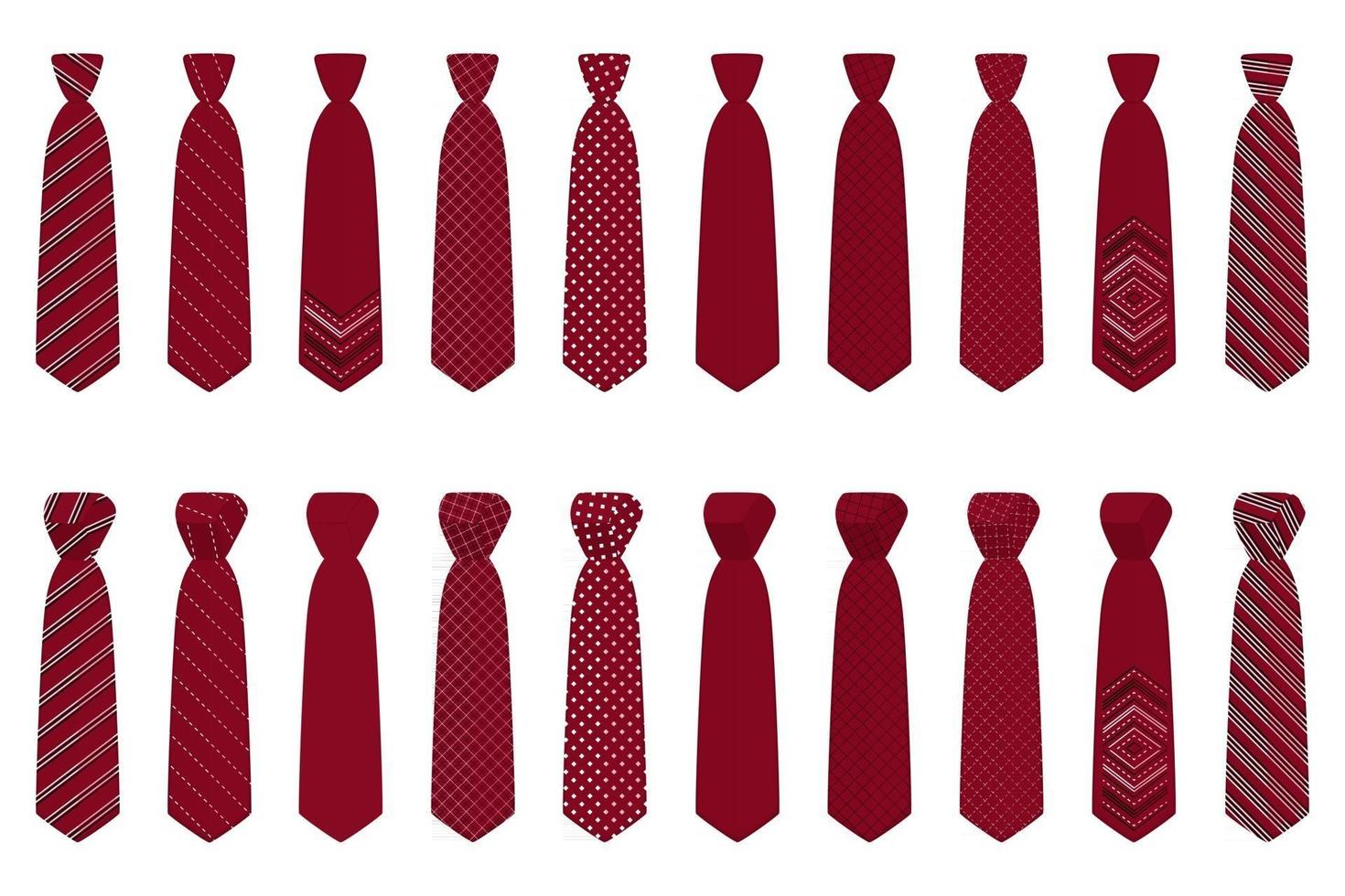 big set ties different types, neckties various size vector