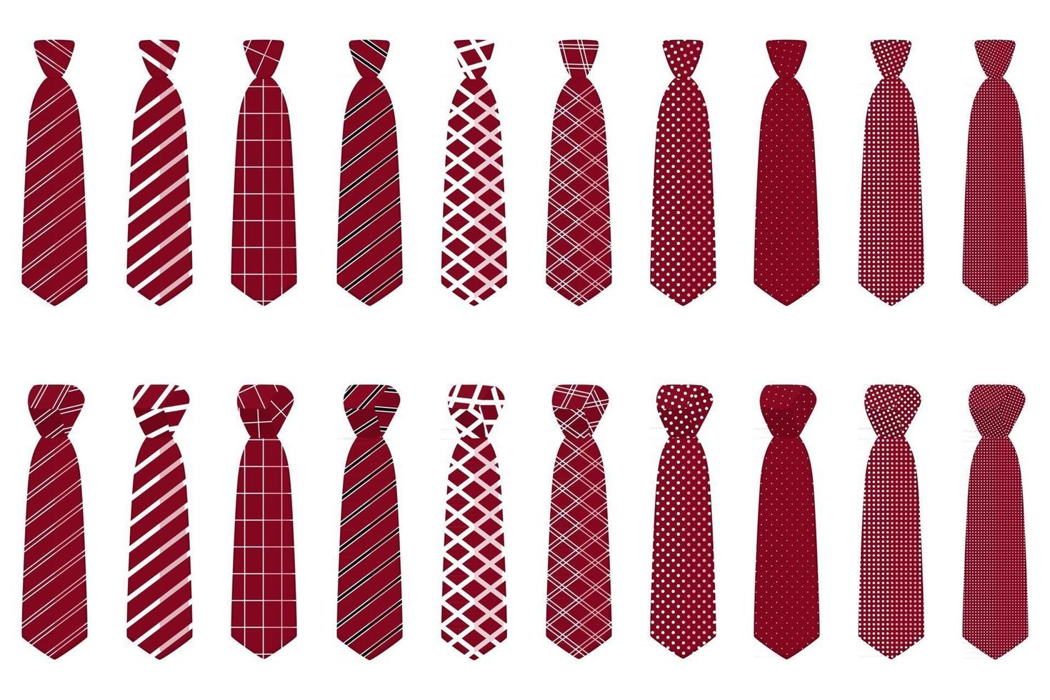 big set ties different types, neckties various size vector