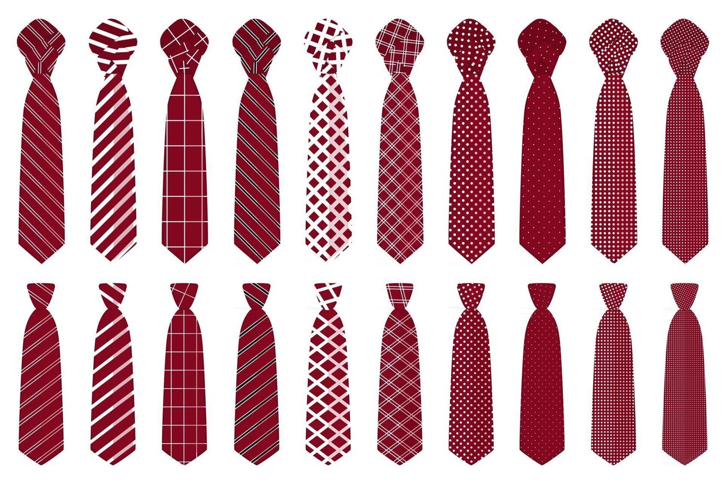 big set ties different types, neckties various size vector