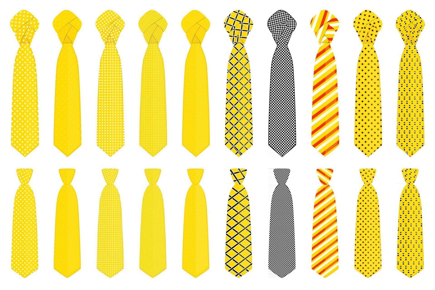 big set ties different types, neckties various size vector