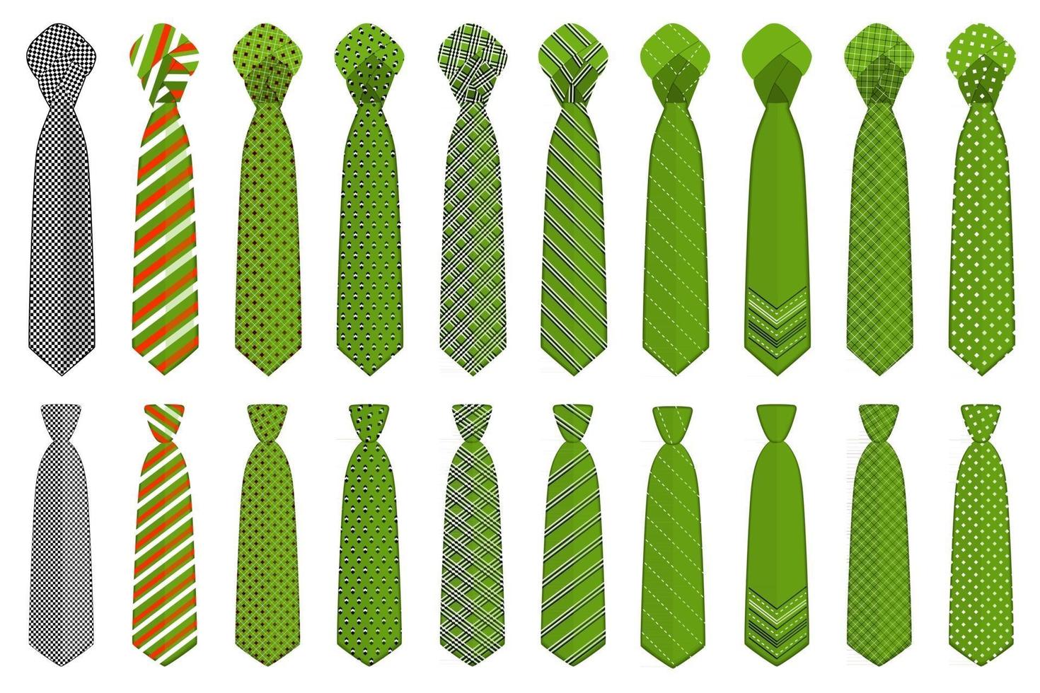 big set ties different types, neckties various size vector